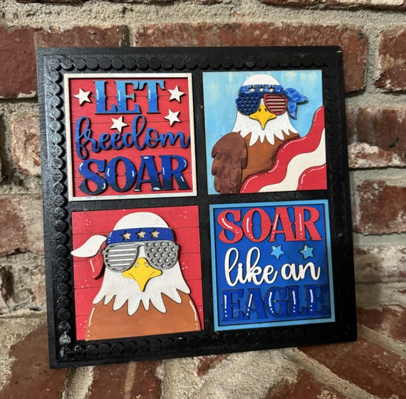 Handmade Patriotic Wood Signs • America Bald Eagle • 4th of July Independence Day