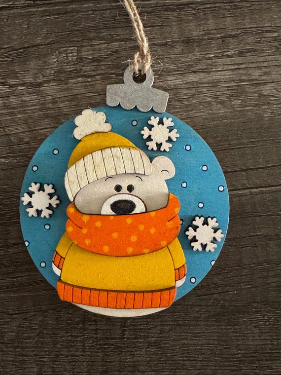 Bear *Polar Bear Ornament * Ready to Ship * Bear Christmas Ornament - In Stock & Custom Orders Available