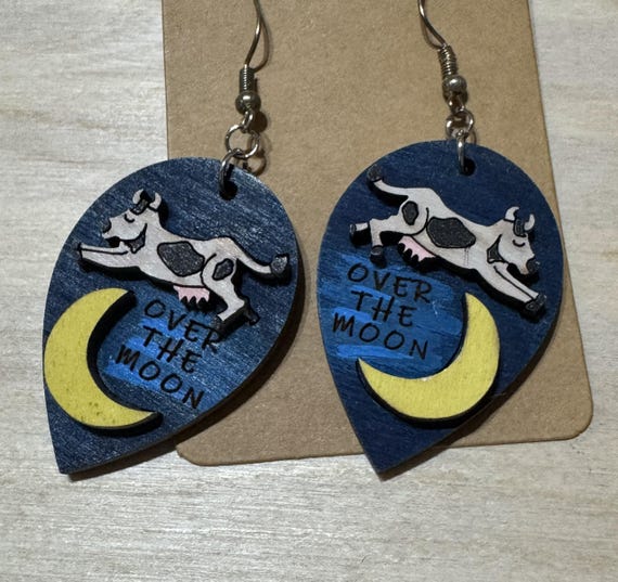 Cow Jumped Over the Moon Earrings * Customization Available