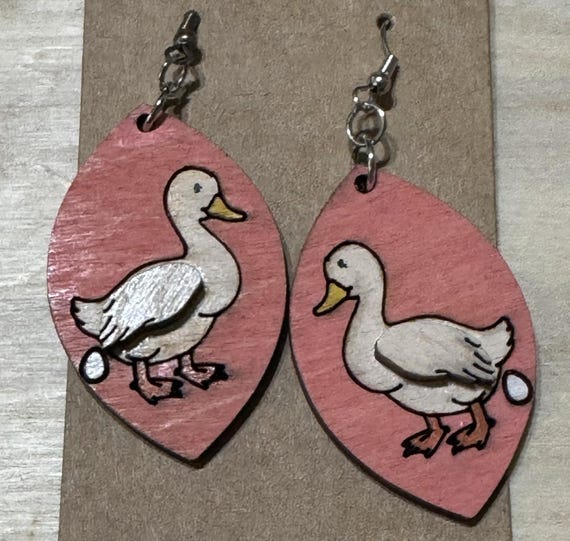 Goose Laying Egg Earrings