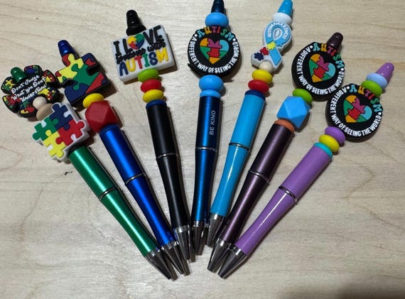 Autism Awareness Themed Beaded Pens