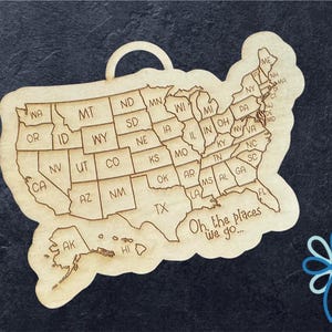 Travel USA Ornament or Magnet * Commemorative Trip Vacation Ornament* 50 States * Color Your Own