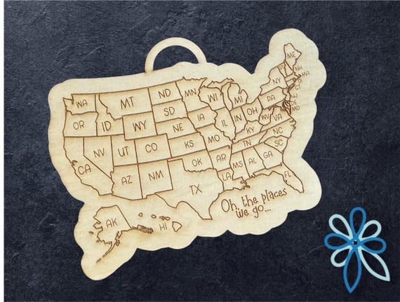 Travel USA Ornament or Magnet * Commemorative Trip Vacation Ornament* 50 States * Color Your Own