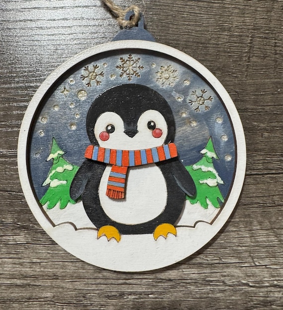 Penguin with Scarf Ornament * Custom & In-Stock Options Available