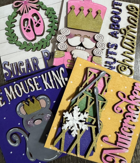 Hand Painted Nutcracker Tiles • Interchangeable Wood Inserts for Frames • Ballet Christmas Decor