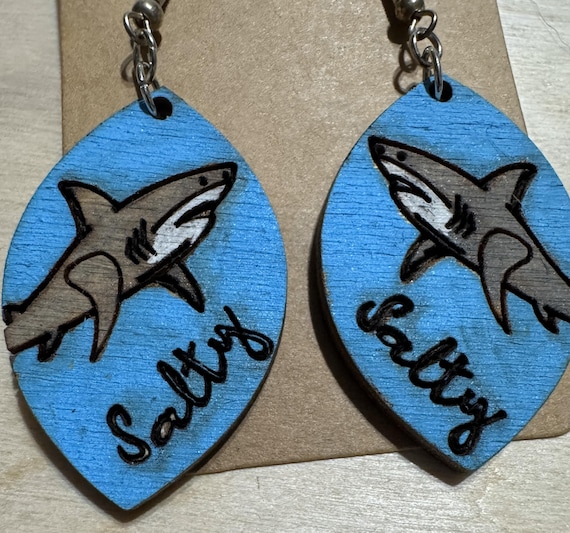 Shark "Salty" Earrings * Customizations & Personalizations Available