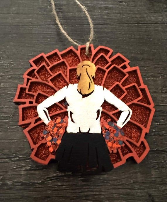 Customizable Cheerleading Ornament: Wood Pom-Pom Design