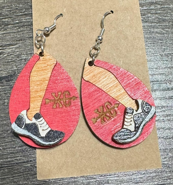Runner & Cross Country Custom Earrings * Hand-Painted Wood Earrings