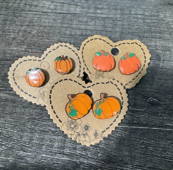 Pumpkin & Jack O'Lantern Stud Earrings * Options and Customizations Available