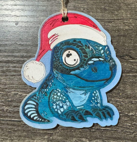 Watercolor Lizard * Blue Skink with Santa Hat * Bearded Dragon * Christmas Ornament