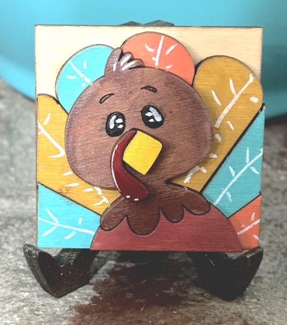 Hand Painted Thanksgiving Mini Tiles • Interchangeable Wood Inserts for Frames or Easels * Magnet Option