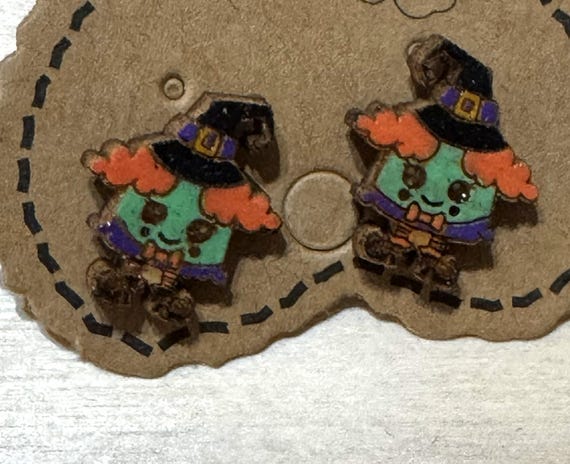 Variety of Witch Hat and Witch Face Stud Earrings