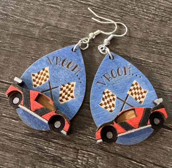 Race Car Earrings - Options Available