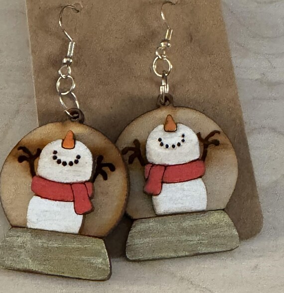 Snowman in a Snowglobe Earrings * Customizations & Personalizations Available (Copy)