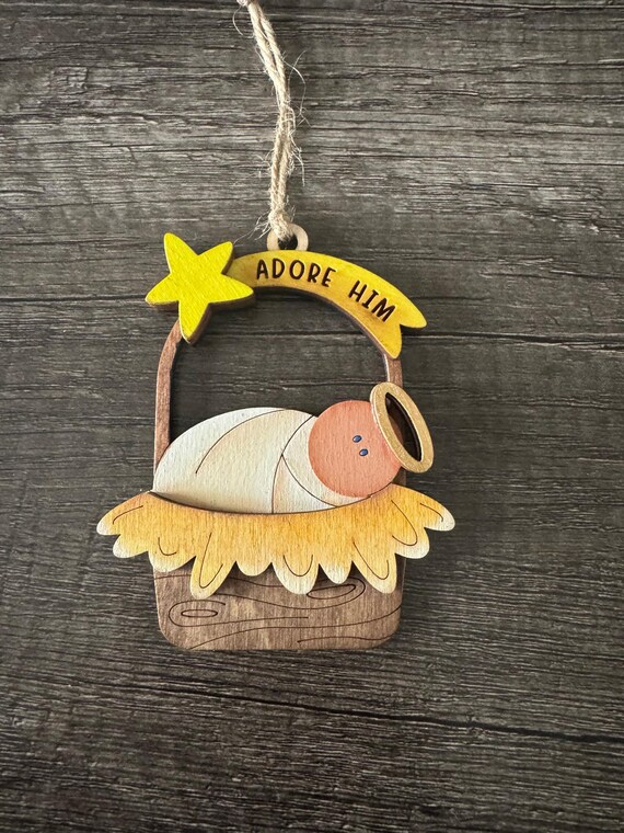 Adore Him Nativity Ornament with Baby Jesus