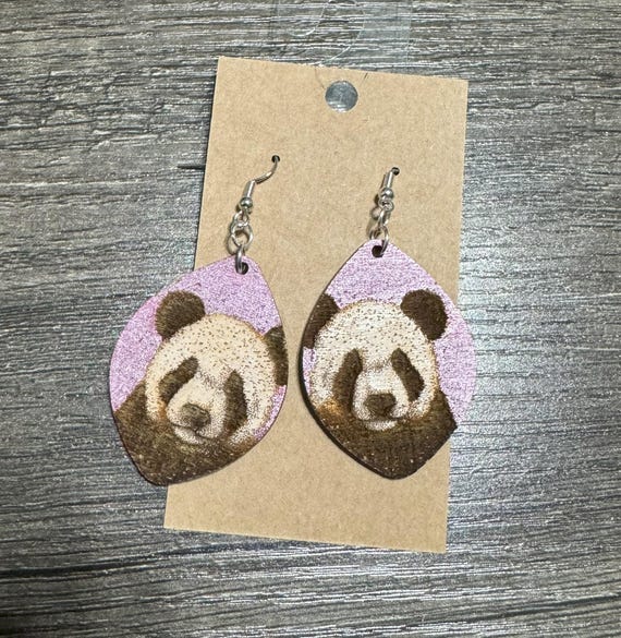Engraved Panda Earrings