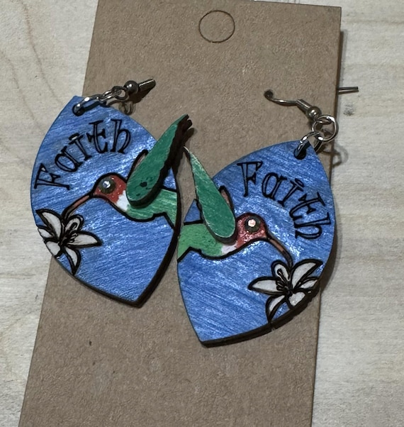 Hummingbird with Faith Engraved Earrings * Options Available