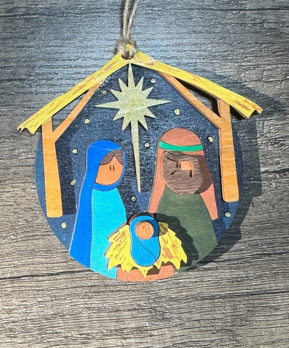 Nativity Ornament with Star and Manger * Christmas Ornament