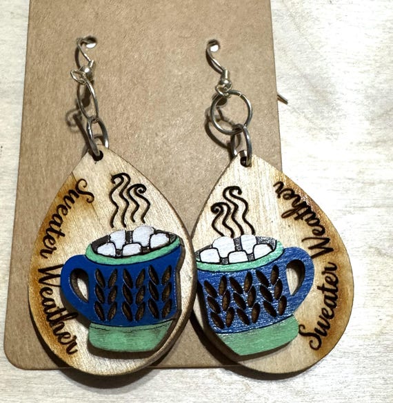 Sweater Weather * Hot Chocolate Cocoa * Earrings * Customizations & Personalizations Available