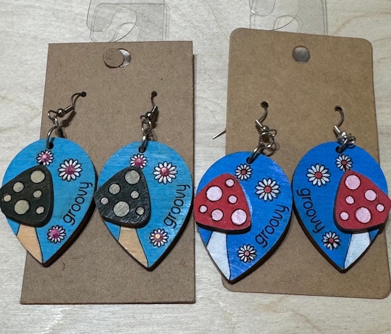 Groovy Mushroom Earrings * Customizations & Personalizations Available