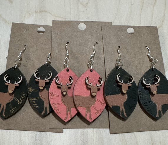 Oh Deer Earrings & Reindeer * Customizations Available