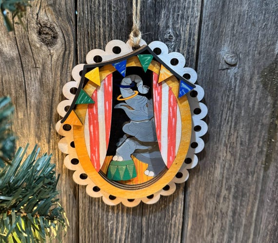 Circus Elephant Ornament * Layered Ornament * One of a Kind