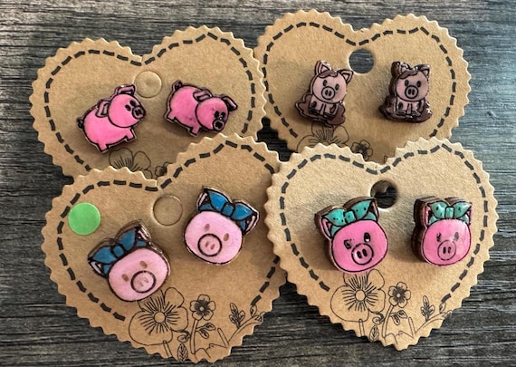 Pig Stud Earrings * Several Options & Customizations Available