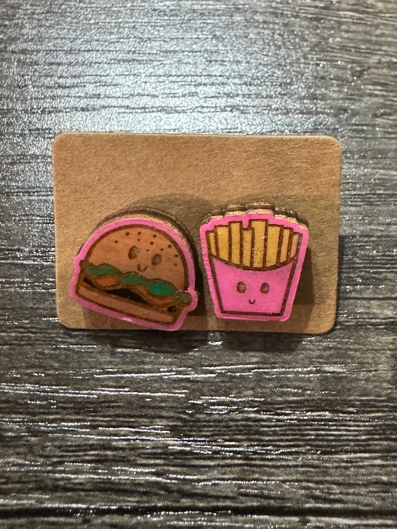 Burger & Fries Stud Earrings * Hamburger * Cheese Burger * French Fries * Options Available