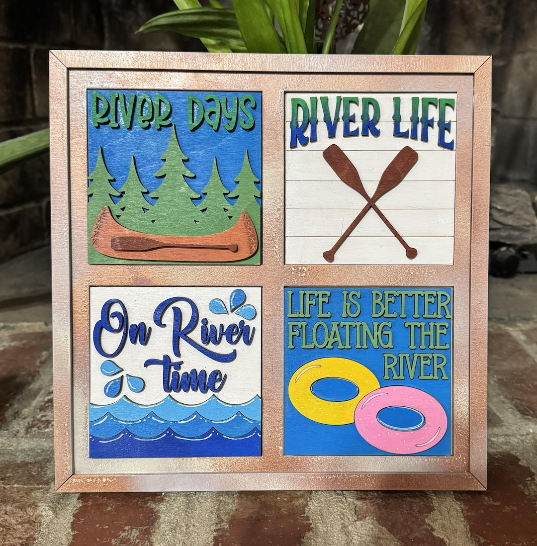 Guide Signs For Rivers Hand‑painted River Life Mini Signs * Canoe and Paddle Decor, Cabin ...
