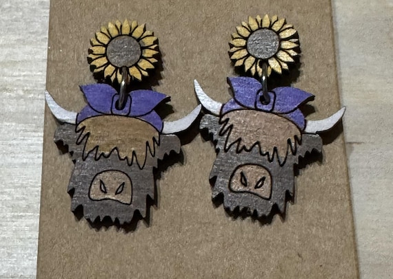 Highland Cow Face * Cow * Earrings - Options and Customization Available