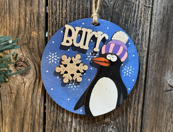 Penguin with Winter Hat * Burr * Custom & In-Stock Options Available