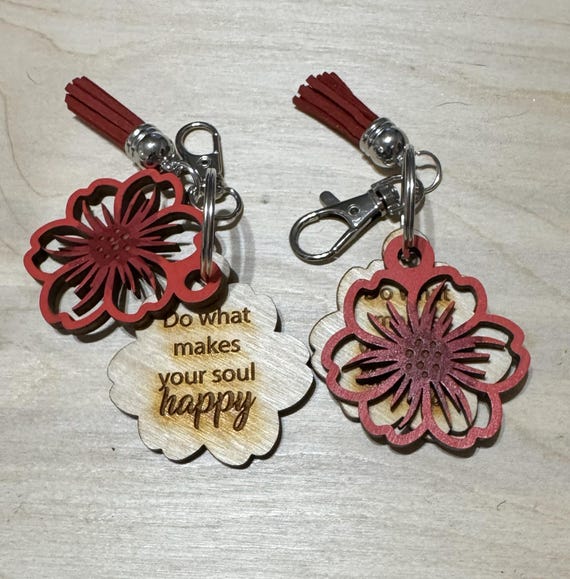Flower Keychain * Floral * Positive Message * Options Available