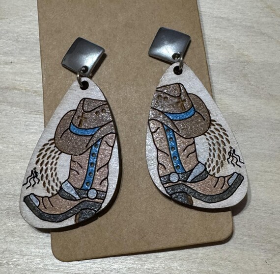 Country * Cowboy * Cowgirl * Boots & Hat Earrings