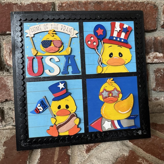 Handmade Patriotic Wood Signs • Patriotic Rubber Ducky • 4th of July Independence Day