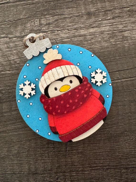 Penguin Winter Hat, Scarf, Sweater Ornament * Custom & In-Stock Options Available