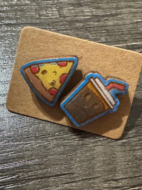 Pizza Stud Earrings * Pizza Only * Pizza & Soda * Pizza and Milk * Pizza and Beer * Options and Special Orders Available