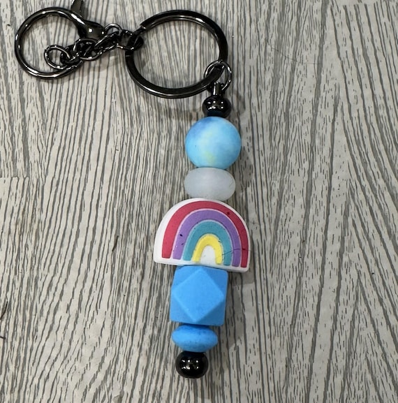 Rainbow Beaded Keychain * Bag Charm * Backpack Tag * Accessories