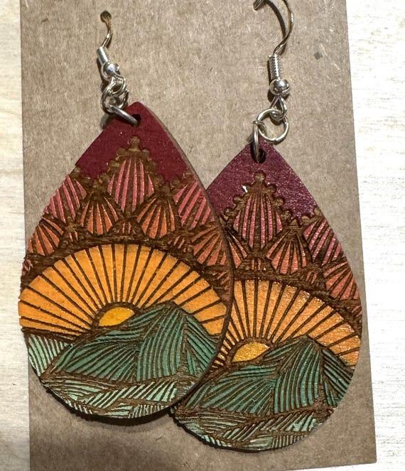 Sunrise Sunset over the Mountains Fields Earrings * Customizations & Personalizations Available