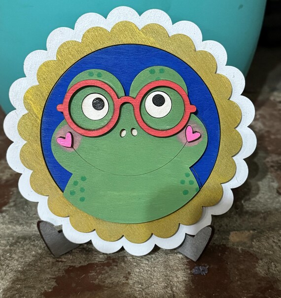 Frog Decor, Cute Frog Sign, Handmade Animal Plaque, Whimsical Frog Home Display