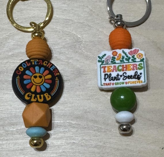 Teacher Themed Beaded Keychain
