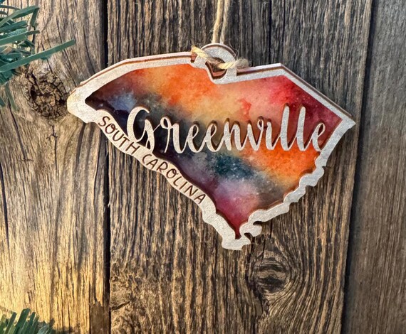 South Carolina Sublimated Acrylic with Wood Frame and Painted Wood Ornaments