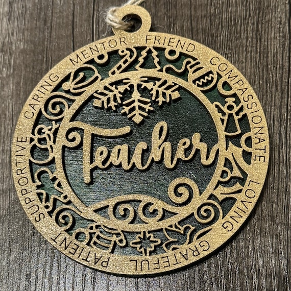 Teacher with Christmas Icons Ornament * Single or Double Layer