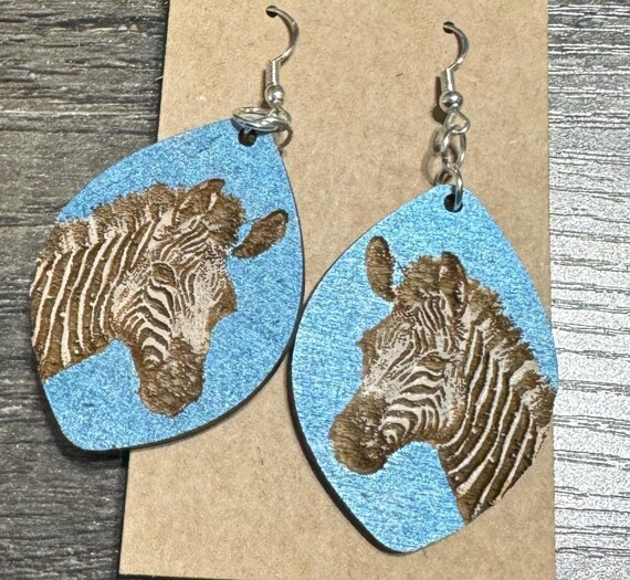 Engraved Zebra Earrings