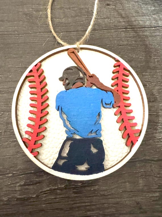 Customizable Baseball Ornament, Team Colors Car Tag