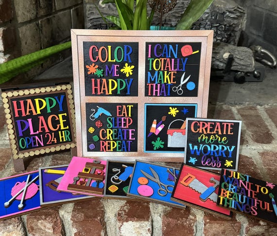 Hand-Painted Craft Signs: Creative Maker Decor, Studio Shelf Art