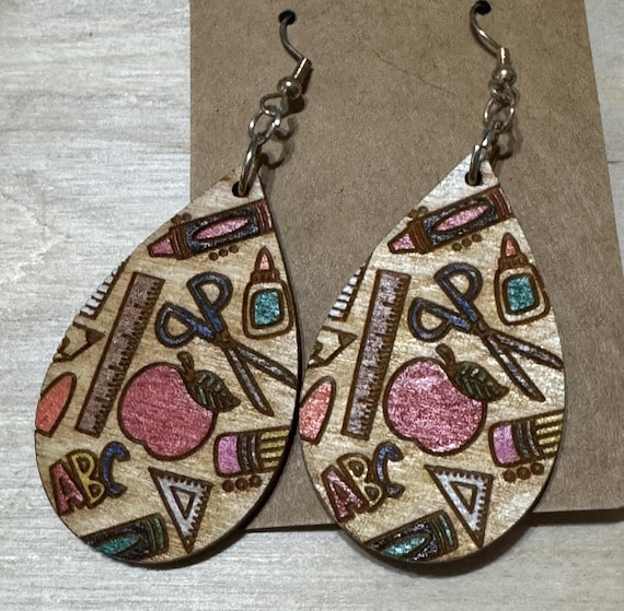 Teacher School Supply Earrings * Customizations & Personalizations Available