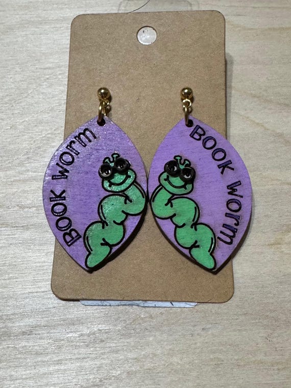 Bookworm Caterpillar Worm * DangleEarrings