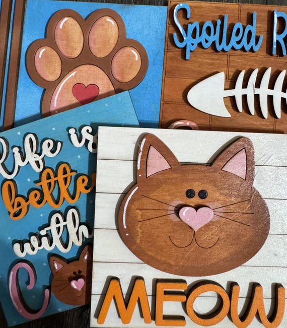 Cat Themed Interchangeable Tiles for Frames * Farmhouse Home Decor