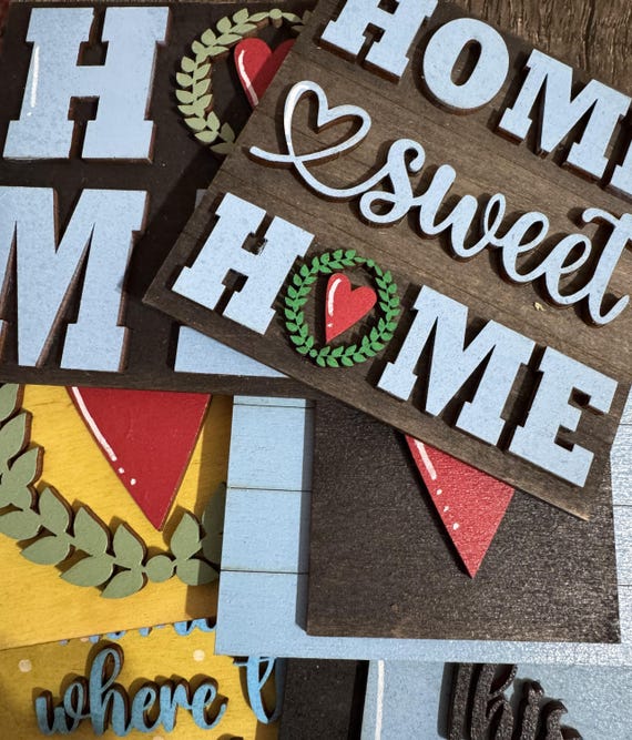 Hand-Painted Home Wood Tile - Custom Initial, Tiered Tray Decor