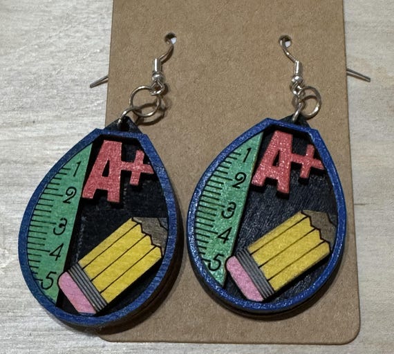 A+ Teacher Earrings * Customizations & Personalizations Available